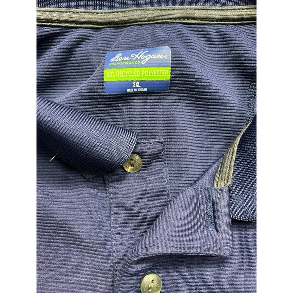Lot Of 3 Men's Ben Hogan Performance 3XL Polo Shirts Blue & Navy Stripe/Plain Sh - Picture 6 of 8